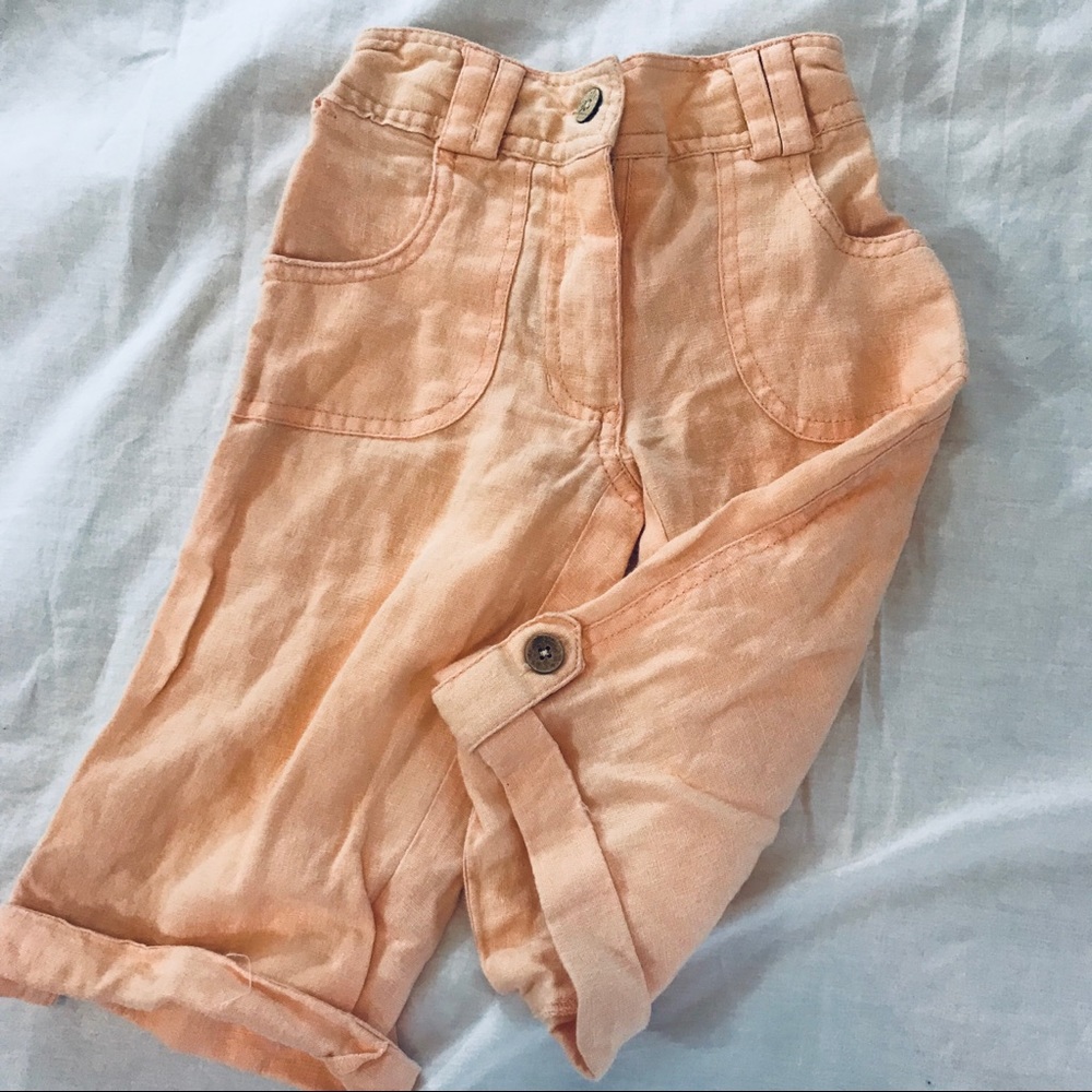 Lydia Jane sherbet orange linen pants 4t